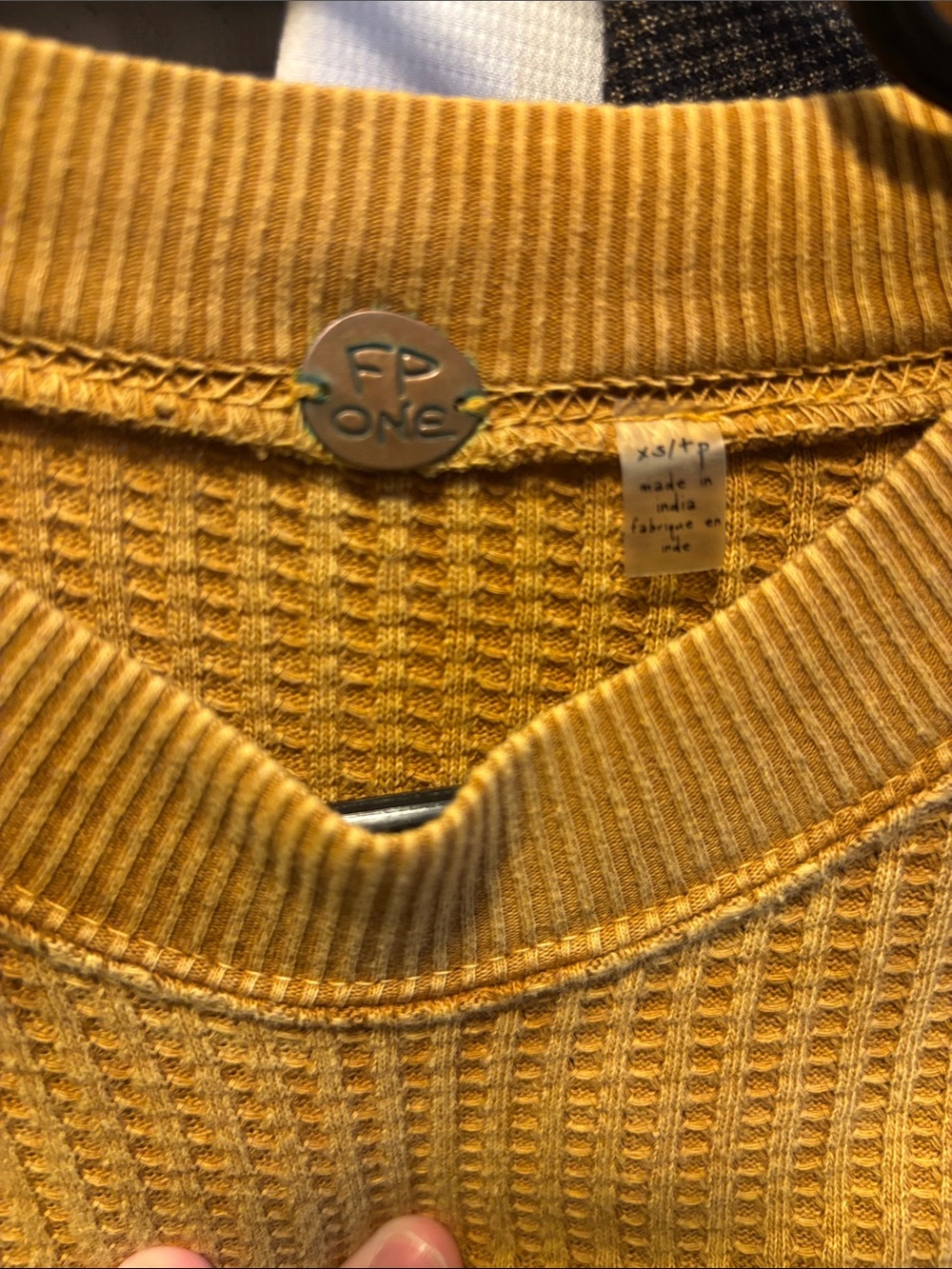 Puff Sleeve Waffle Blouse in Mustard - Picture 4 of 4